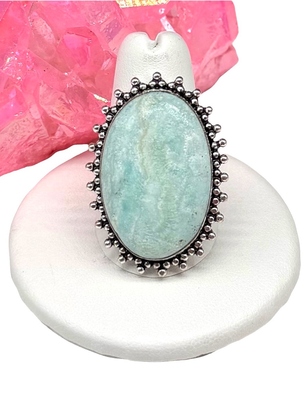 Caribbean Calcite Ring Size 9.5 925 Sterling Silver Overlay